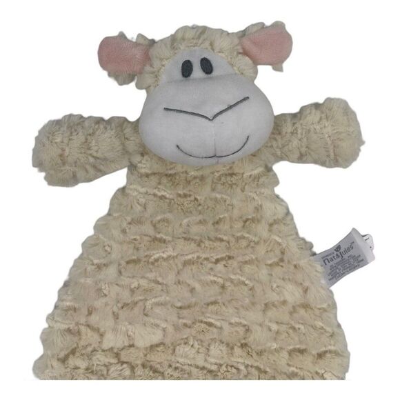 Demdaco Sheep Lamb Lovey Security Blanket Cream White Plush Rattle Nat Jules - Picture 2 of 8